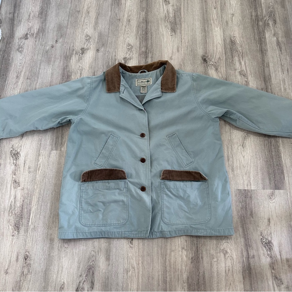 Vintage LL Bean Barn Coat Chore Jacket Women’s 3XL Blue Canvas Flannel Lined